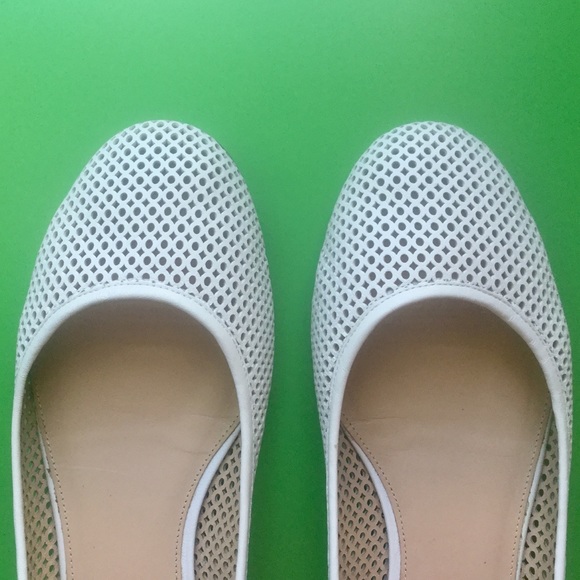 J. Crew Shoes - J Crew Perforated ballet flats 11 M Leather White